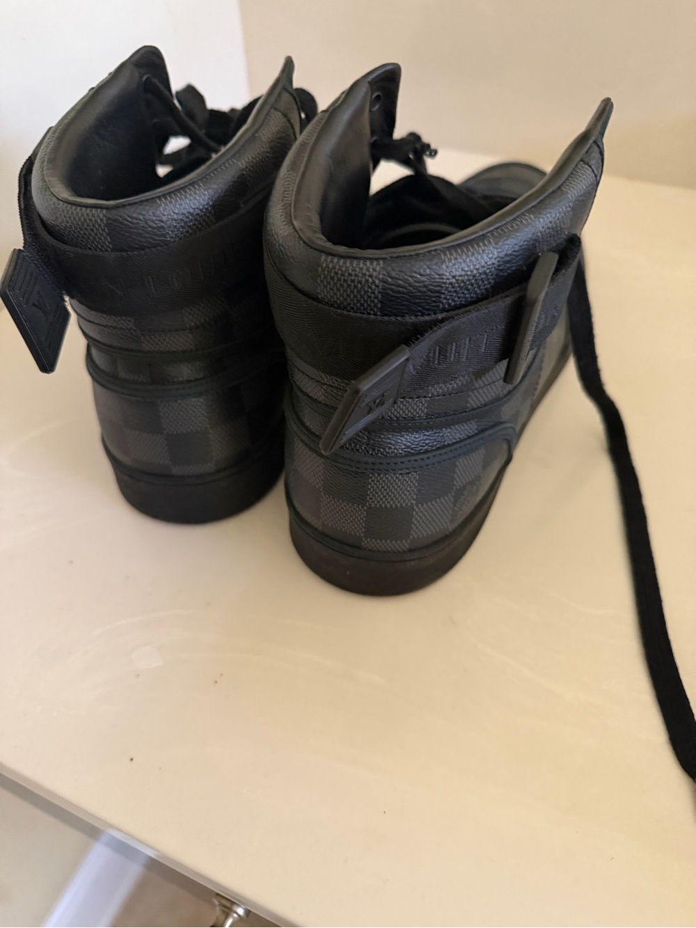 Louis Vuitton Black Damier High-Top Sneakers